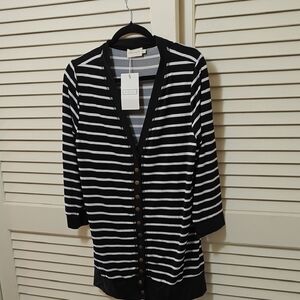 Ninexis Black and White Striped Cardigan